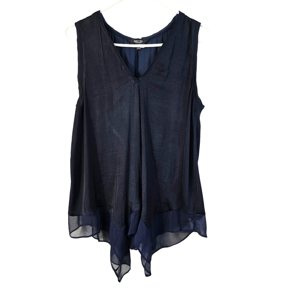 Simply Vera Wang Top Women's M Navy Handkerchief Hem Dark Fairy Whimsigoth